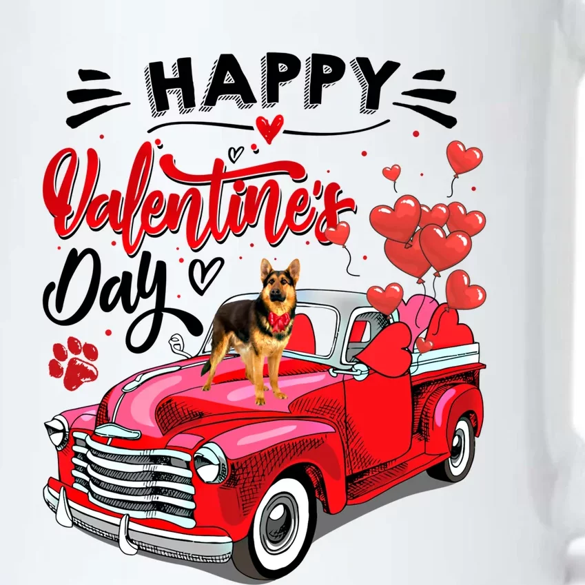 Red Truck Happy Valentines Day Ger Shepherd Hearts Cool Gift Black Color Changing Mug