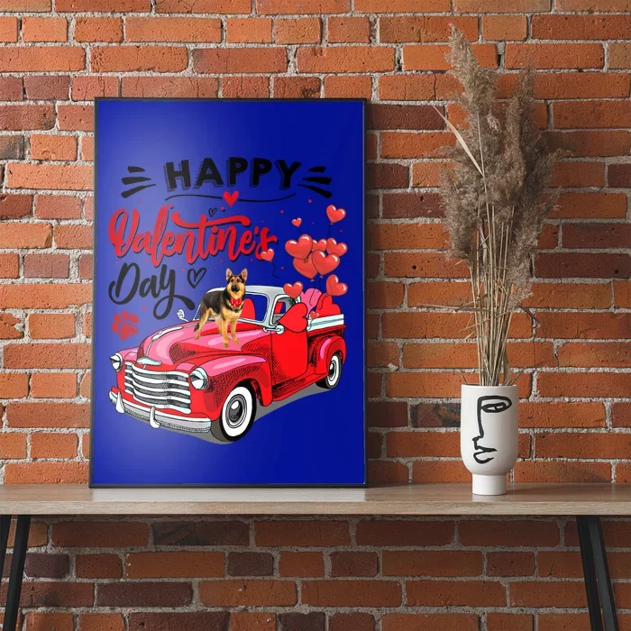 Red Truck Happy Valentines Day Ger Shepherd Hearts Cool Gift Poster