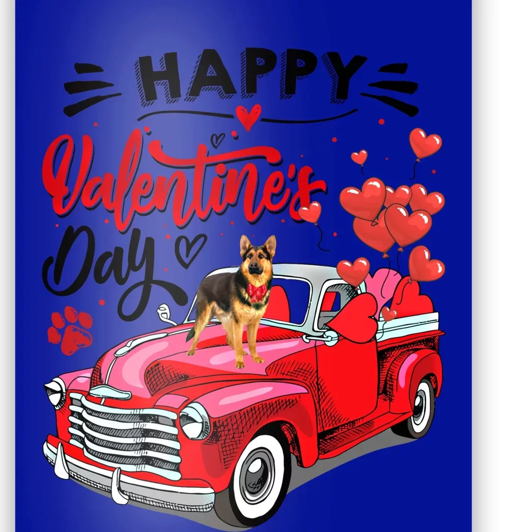 Red Truck Happy Valentines Day Ger Shepherd Hearts Cool Gift Poster