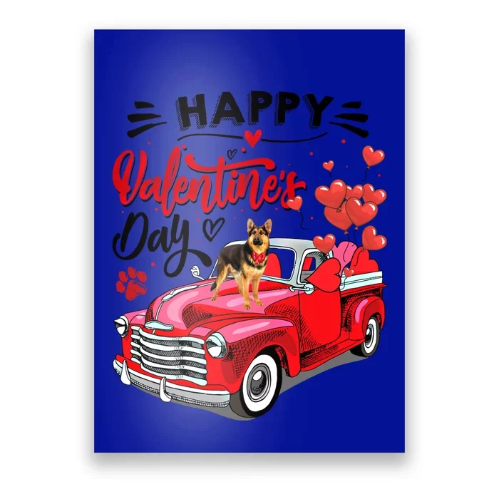 Red Truck Happy Valentines Day Ger Shepherd Hearts Cool Gift Poster