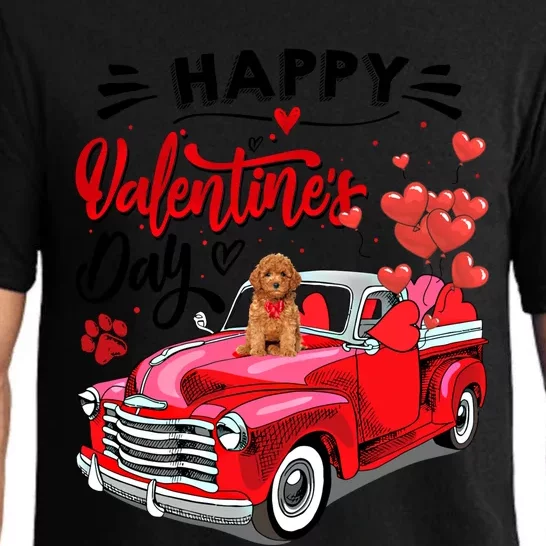 Red Truck Happy Valentines Day Toy Poodle Hearts Cool Gift Pajama Set