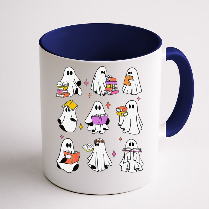 Retro Teacher Halloween Ghost Read More Books Teacher Front & Back Coffee Mug