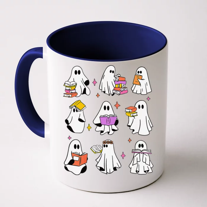 Retro Teacher Halloween Ghost Read More Books Teacher Front & Back Coffee Mug