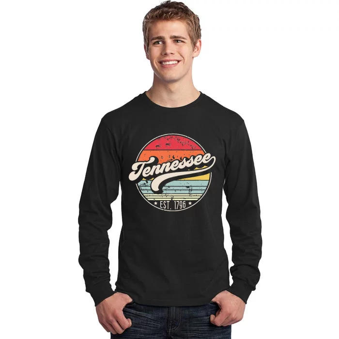 Retro Tennessee Home State TN Cool 70s Style Sunset Tall Long Sleeve T-Shirt