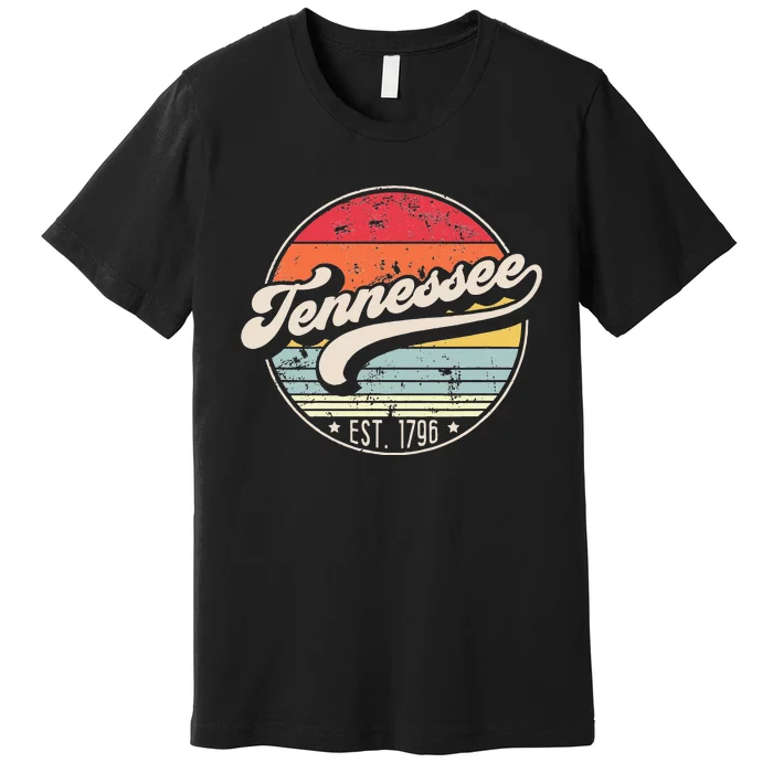 Retro Tennessee Home State TN Cool 70s Style Sunset Premium T-Shirt