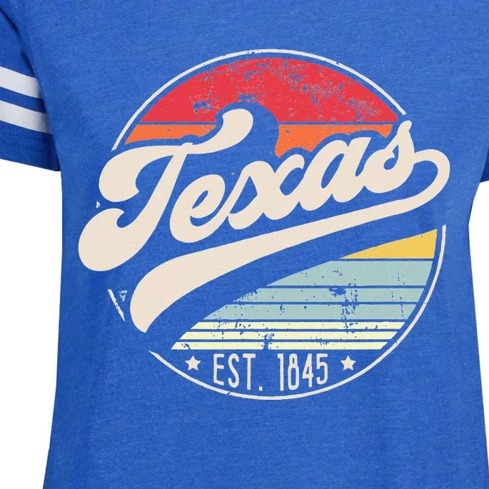 Retro Texas Home State TX Cool 70s Style Sunset Enza Ladies Jersey Football T-Shirt