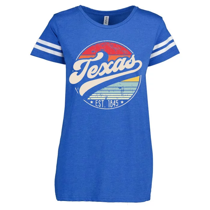 Retro Texas Home State TX Cool 70s Style Sunset Enza Ladies Jersey Football T-Shirt