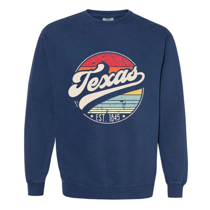 Retro Texas Home State TX Cool 70s Style Sunset Garment-Dyed Sweatshirt