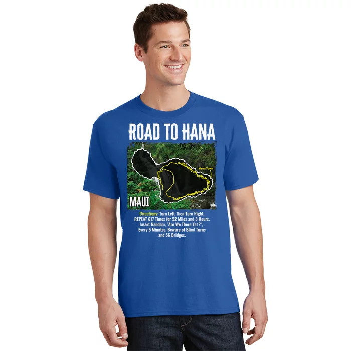 Road To Hana Map Maui Island Surfing Hawaiian Beach Summer T-Shirt