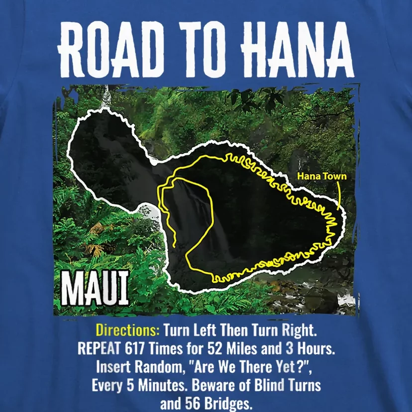 Road To Hana Map Maui Island Surfing Hawaiian Beach Summer T-Shirt