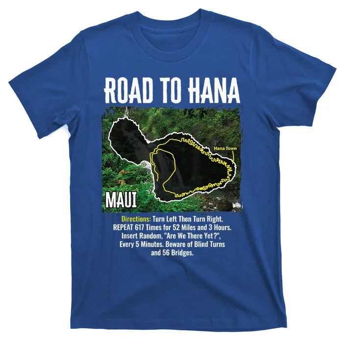 Road To Hana Map Maui Island Surfing Hawaiian Beach Summer T-Shirt