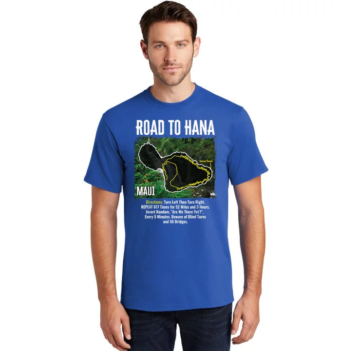 Road To Hana Map Maui Island Surfing Hawaiian Beach Summer Tall T-Shirt