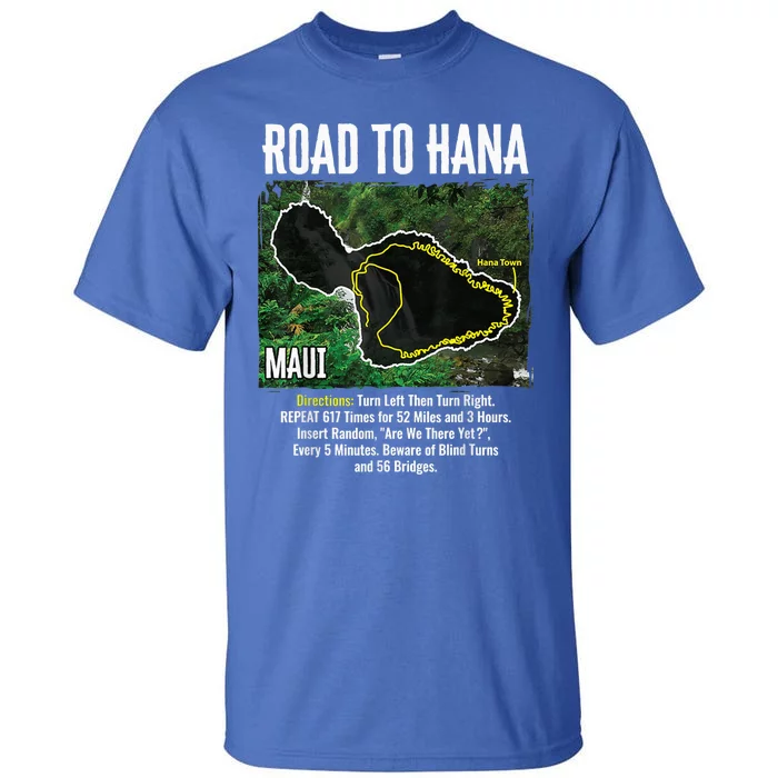 Road To Hana Map Maui Island Surfing Hawaiian Beach Summer Tall T-Shirt