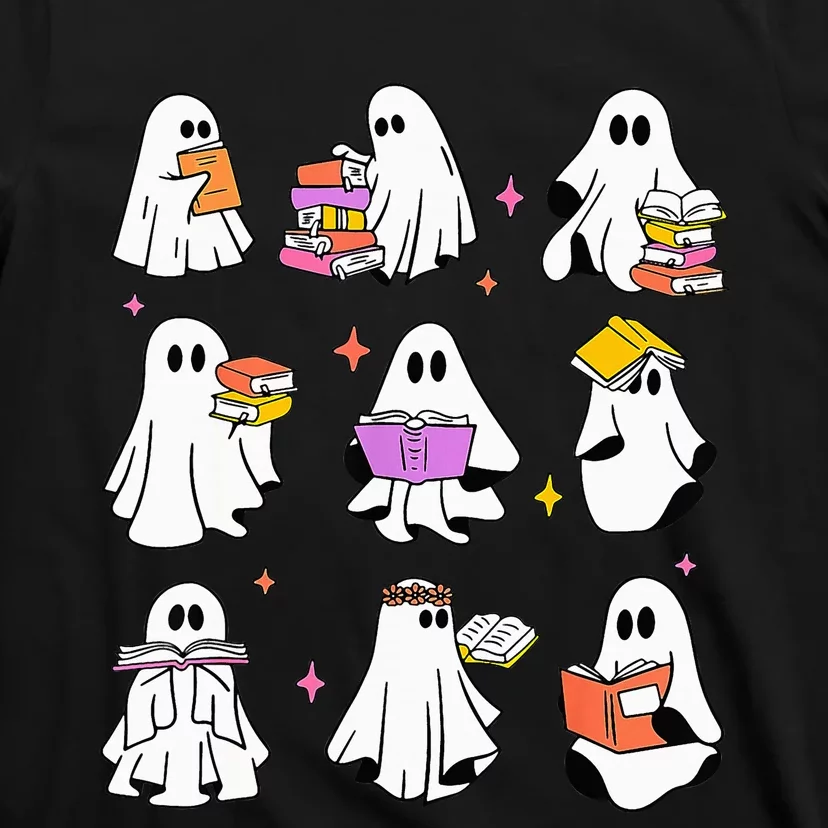 Retro Teacher Halloween Ghost Read More Books Teacher T-Shirt