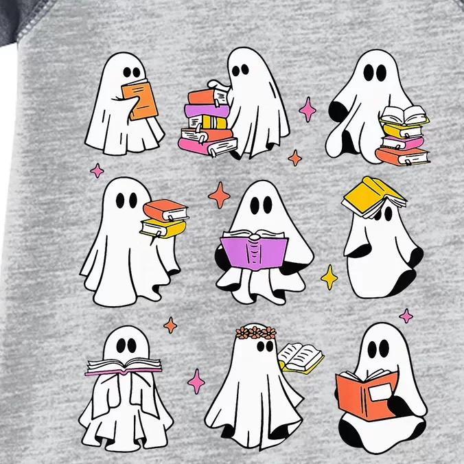 Retro Teacher Halloween Ghost Read More Books Teacher Infant Baby Jersey Bodysuit