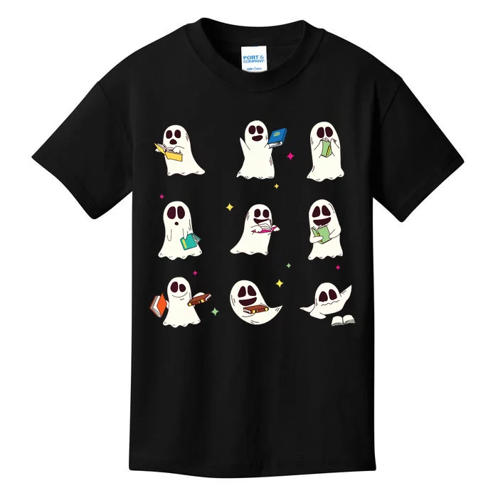 Retro Teacher Halloween Ghost Read More Books Teacher Kids T-Shirt