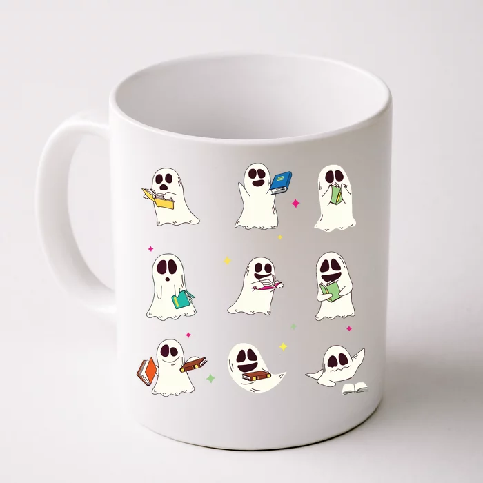 Retro Teacher Halloween Ghost Read More Books Teacher Front & Back Coffee Mug