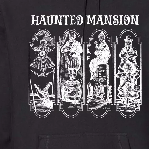 Retro The Haunted Mansion Stretching Room Sketch Foolish Mortals Premium Hoodie