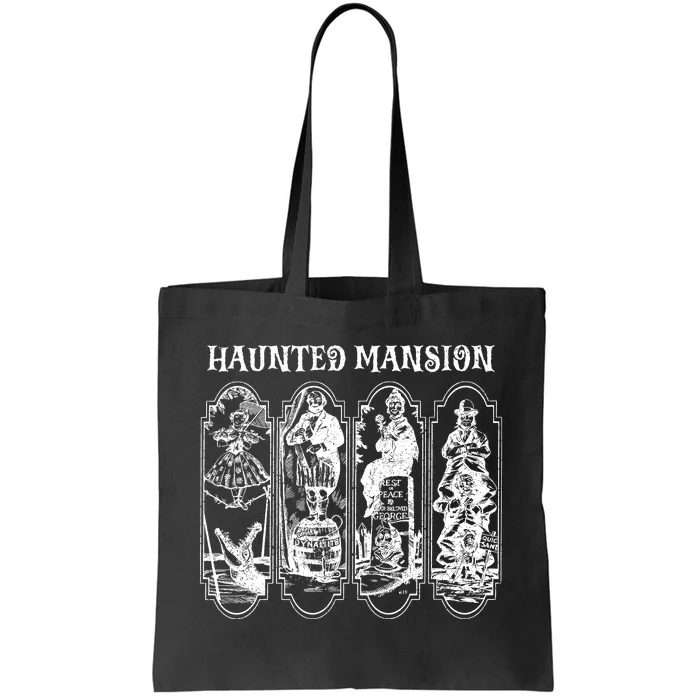 Retro The Haunted Mansion Stretching Room Sketch Foolish Mortals Tote Bag