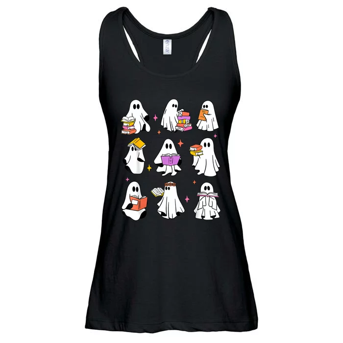 Retro Teacher Halloween Ghost Read More Books Teacher Ladies Essential Flowy Tank