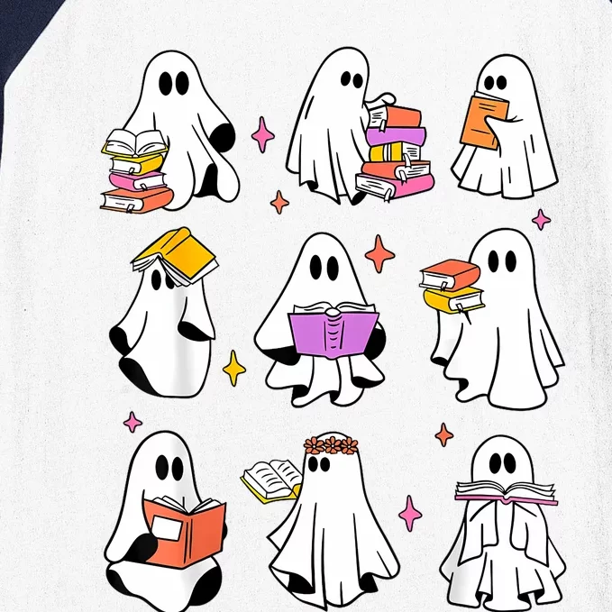 Retro Teacher Halloween Ghost Read More Books Teacher Baseball Sleeve Shirt