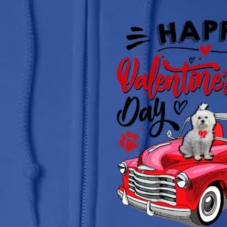 Red Truck Happy Valentines Day Maltese Hearts Dog Lover Gift Full Zip Hoodie