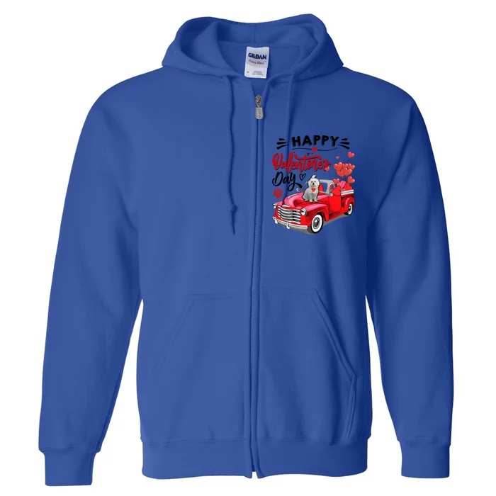 Red Truck Happy Valentines Day Maltese Hearts Dog Lover Gift Full Zip Hoodie