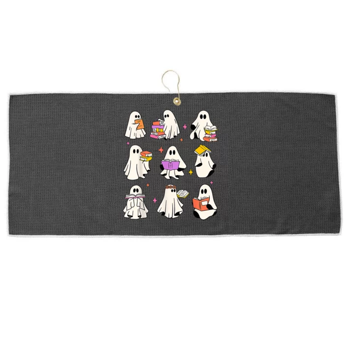 Retro Teacher Halloween Ghost Read More Books Teacher Large Microfiber Waffle Golf Towel