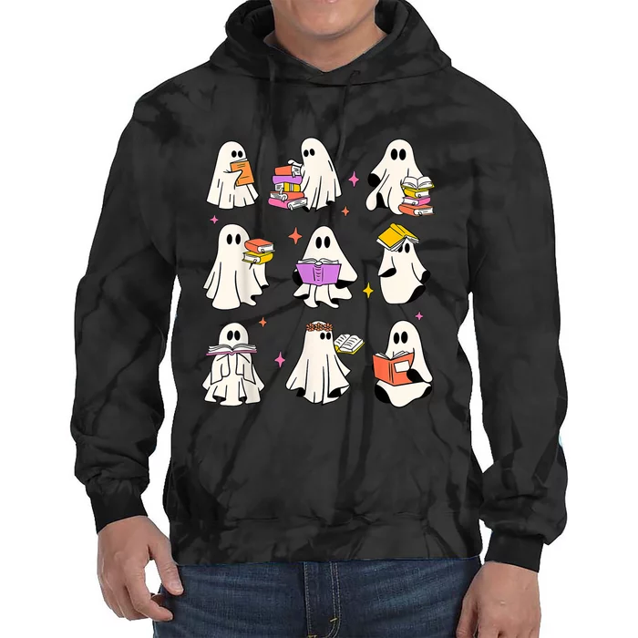 Retro Teacher Halloween Ghost Read More Books Teacher Tie Dye Hoodie