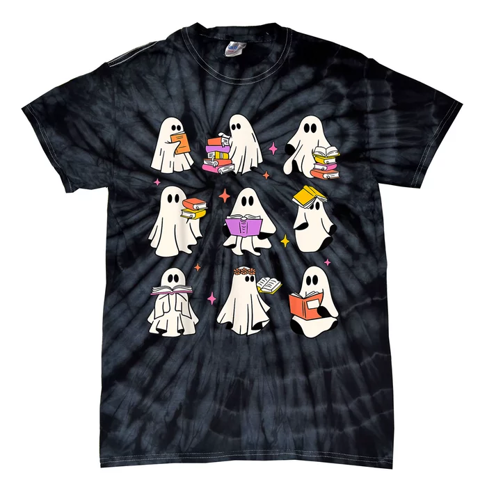 Retro Teacher Halloween Ghost Read More Books Teacher Tie-Dye T-Shirt