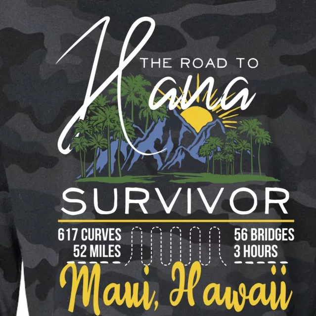 Road To Hana Survivor Curvy Palm Maui Hawaii Lover Gift Cropped Pullover Crew