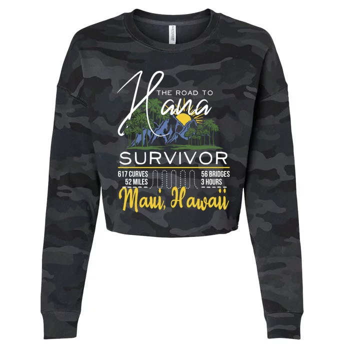 Road To Hana Survivor Curvy Palm Maui Hawaii Lover Gift Cropped Pullover Crew