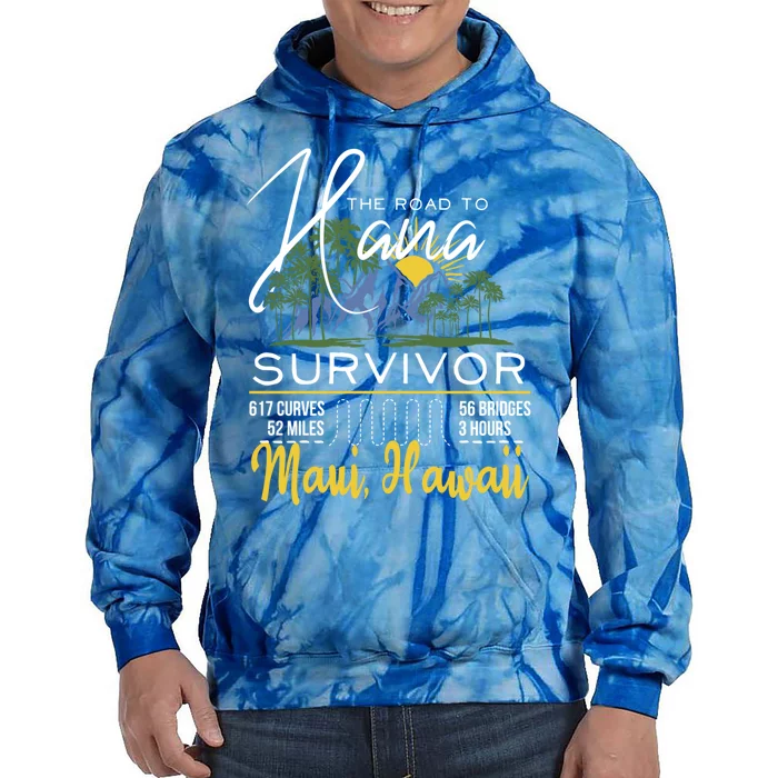 Road To Hana Survivor Curvy Palm Maui Hawaii Lover Gift Tie Dye Hoodie