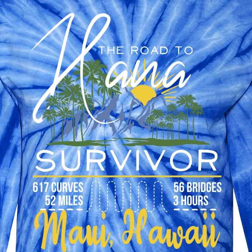 Road To Hana Survivor Curvy Palm Maui Hawaii Lover Gift Tie-Dye Long Sleeve Shirt