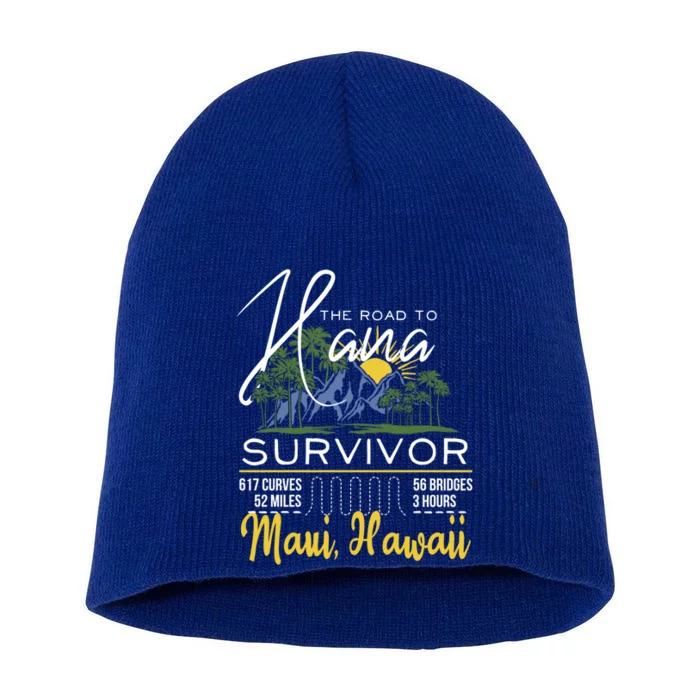 Road To Hana Survivor Curvy Palm Maui Hawaii Lover Gift Short Acrylic Beanie