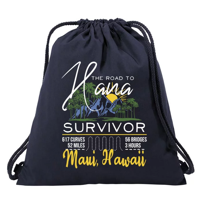 Road To Hana Survivor Curvy Palm Maui Hawaii Lover Gift Drawstring Bag