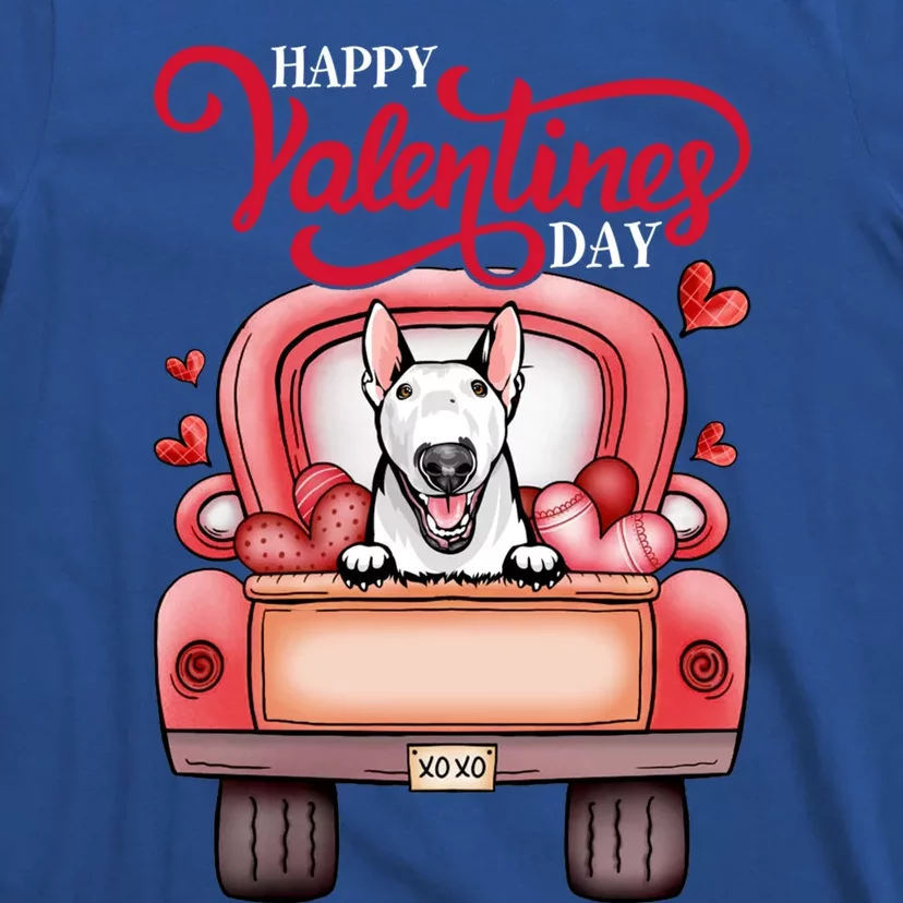 Red Truck Happy Valentines Day Bull Terrier Dog Hearts Gift T-Shirt