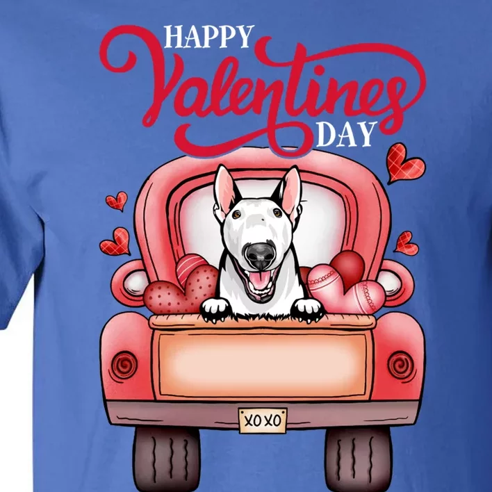 Red Truck Happy Valentines Day Bull Terrier Dog Hearts Gift Tall T-Shirt