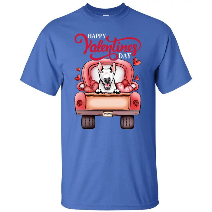 Red Truck Happy Valentines Day Bull Terrier Dog Hearts Gift Tall T-Shirt