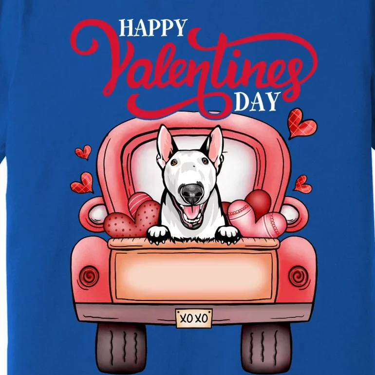 Red Truck Happy Valentines Day Bull Terrier Dog Hearts Gift Premium T-Shirt