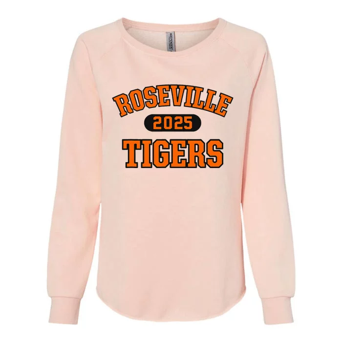 Roseville Tigers High School Arch 2025 Womens California Wash Sweatshirt