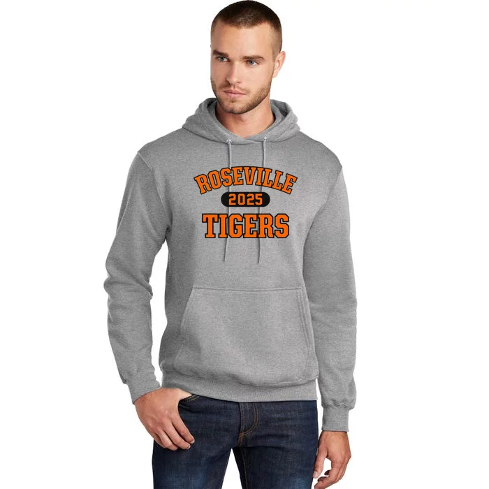 Roseville Tigers High School Arch 2025 Tall Hoodie