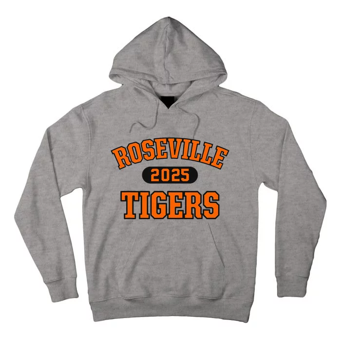 Roseville Tigers High School Arch 2025 Tall Hoodie