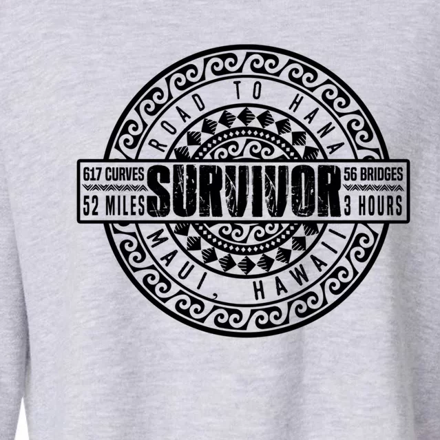 Road To Hana Survivor Curvy Palm Maui Hawaii Lover Gift Cropped Pullover Crew