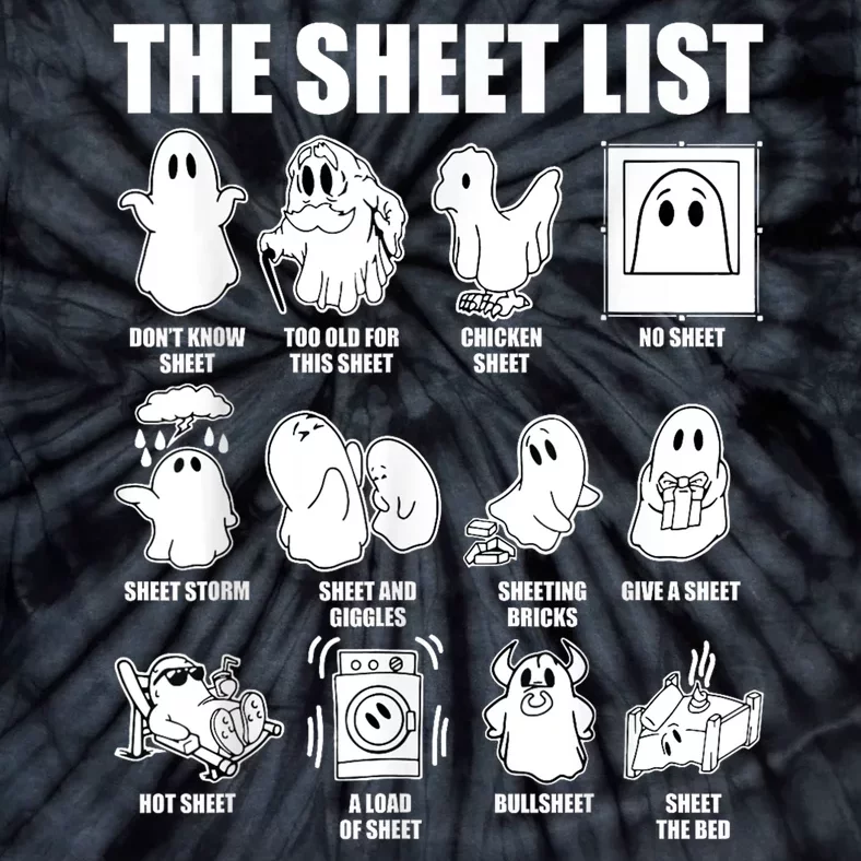 Retro The Halloween Sheet List Funny Boo Sheet Halloween Tie-Dye T-Shirt