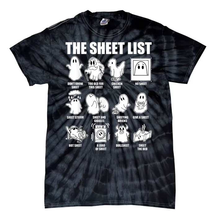 Retro The Halloween Sheet List Funny Boo Sheet Halloween Tie-Dye T-Shirt