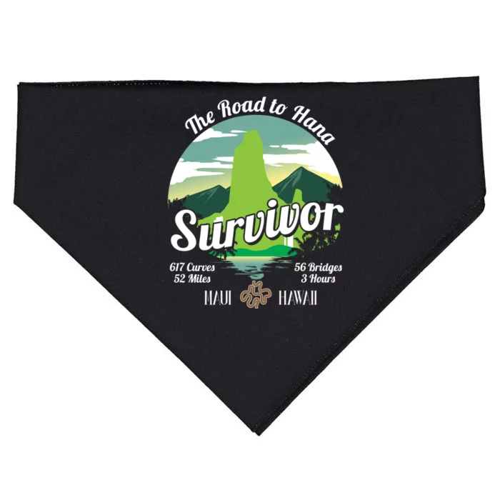 Road To Hana Survivor Curvy Palm Maui Hawaii Lover Gift USA-Made Doggie Bandana