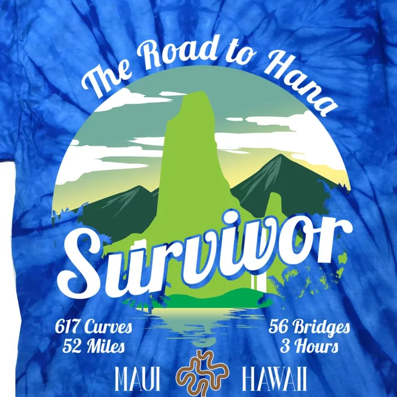 Road To Hana Survivor Curvy Palm Maui Hawaii Lover Gift Tie-Dye T-Shirt