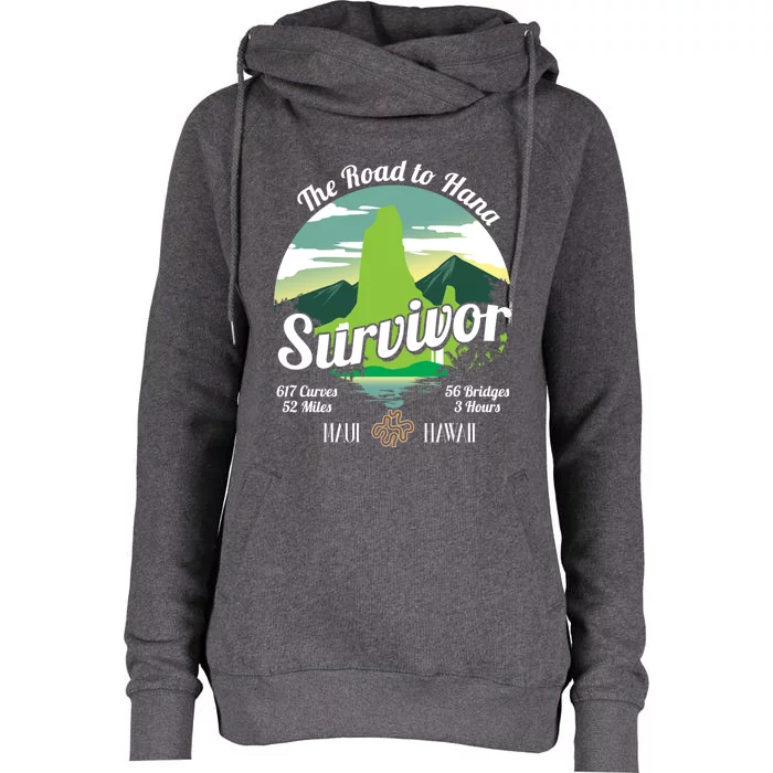 Road To Hana Survivor Curvy Palm Maui Hawaii Lover Gift Womens Funnel Neck Pullover Hood