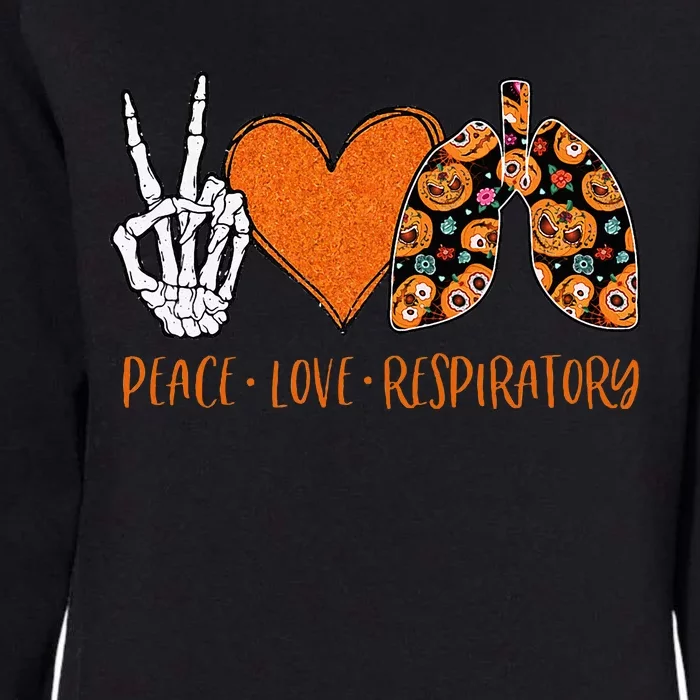 Respiratory Therapist Halloween Costume Peace & Love Skeleton Womens California Wash Sweatshirt